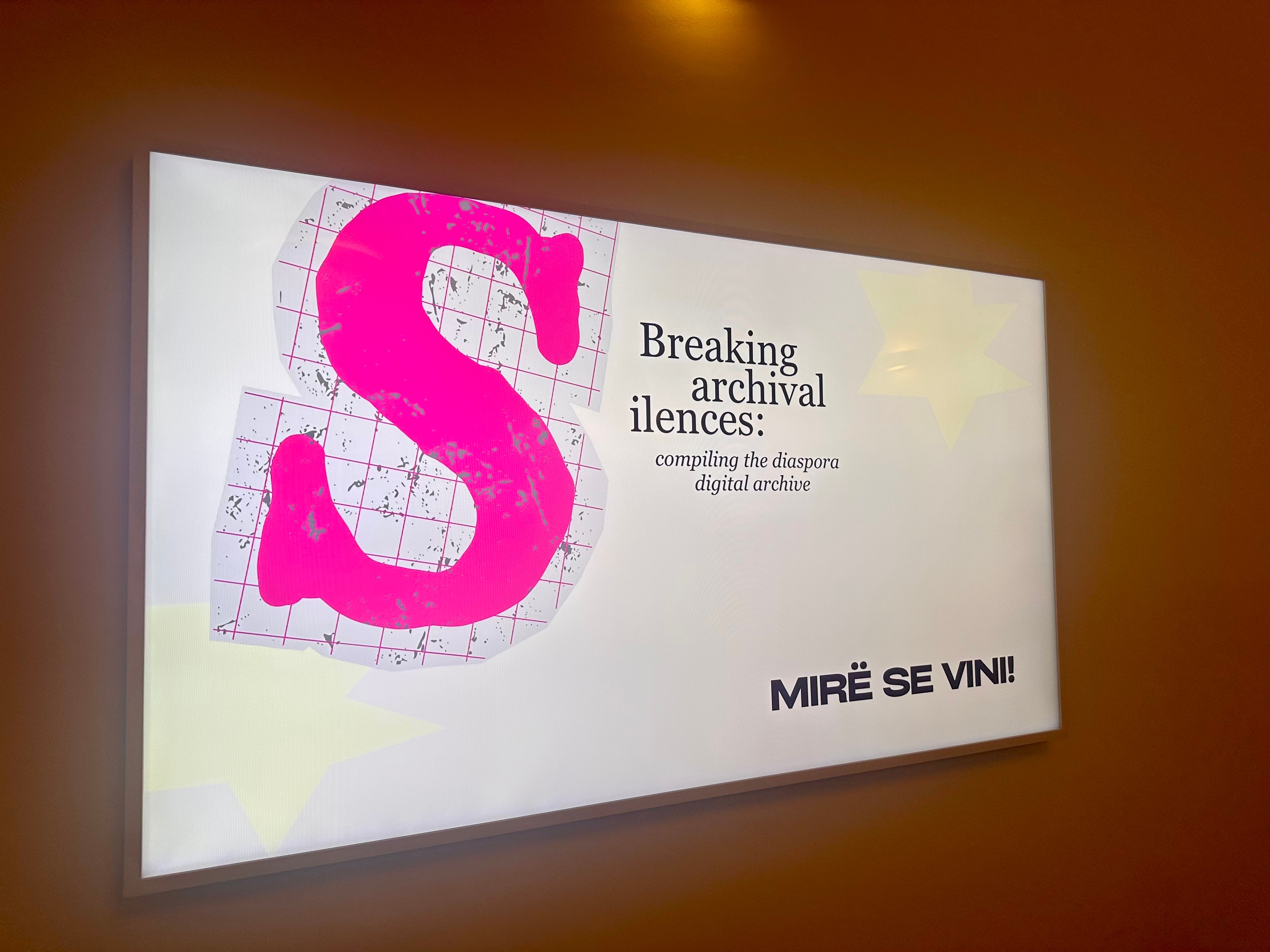 Breaking Archival Silences welcome sign displayed at the Vienna event venue