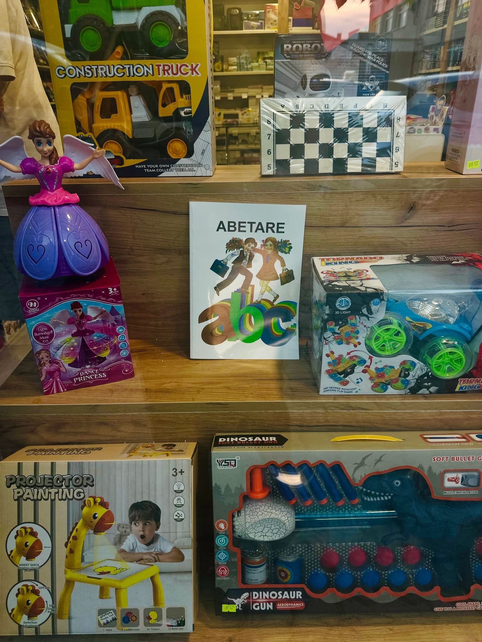 Toy store shelf display with children's games